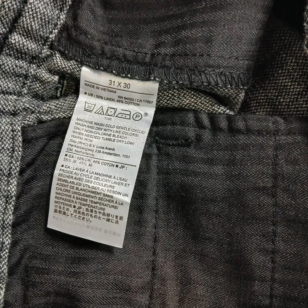 Banana republic womens 30/30 linen cotton pants gray draw string casual